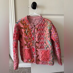 Handmade Floral Patchwork Quilted Jacket - Pink